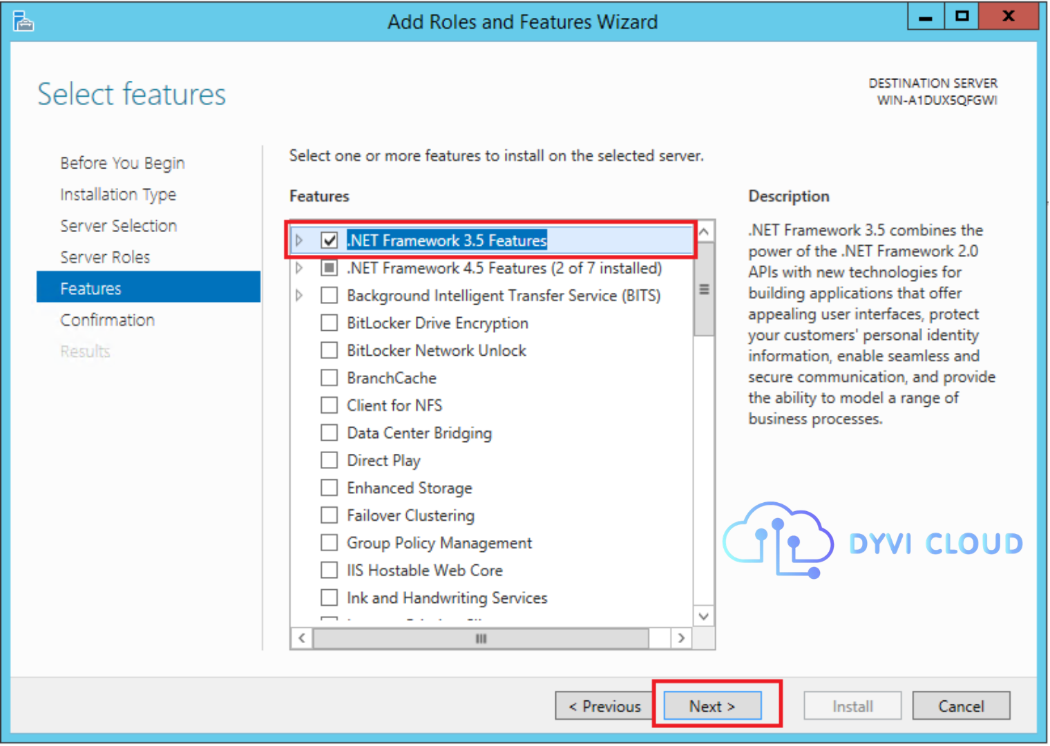 Hướng dẫn cài đặt .NET Framework 3.5 trên VPS Window