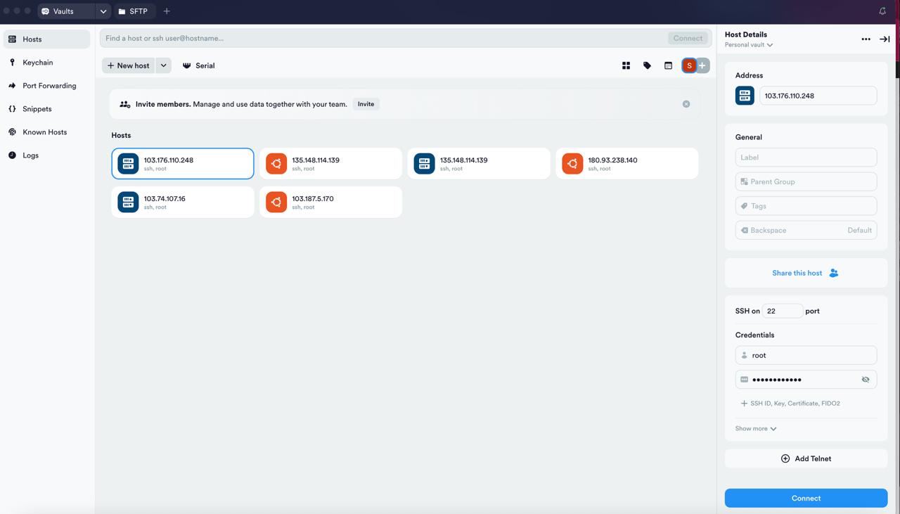 Đăng nhập VPS Ubuntu qua Termius