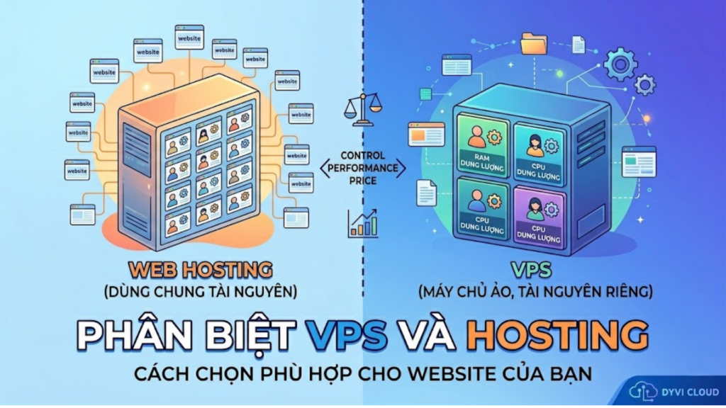 phân biệt vps và hosting