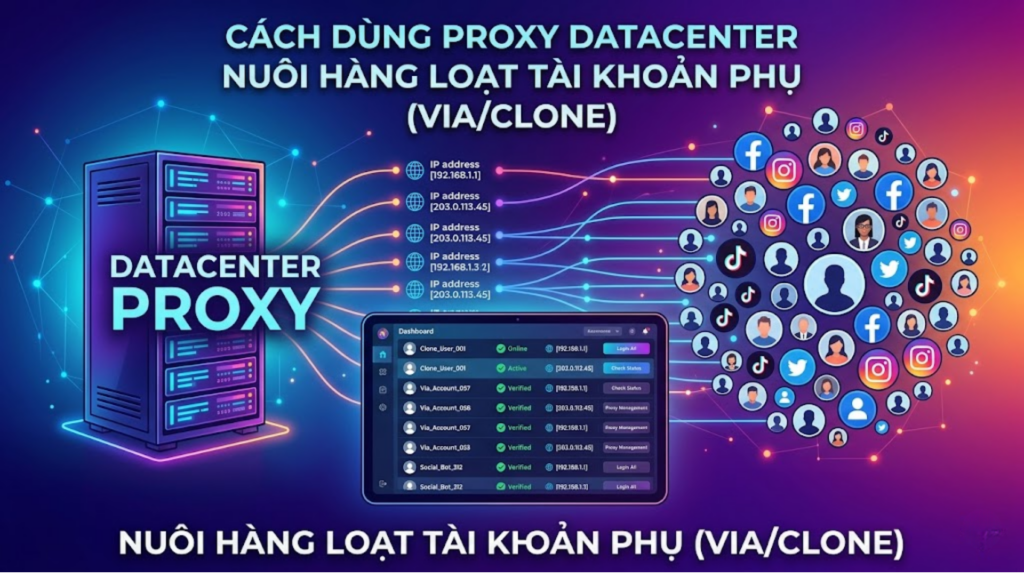 Cách dùng Proxy Datacenter nuôi hàng loạt tài khoản phụ