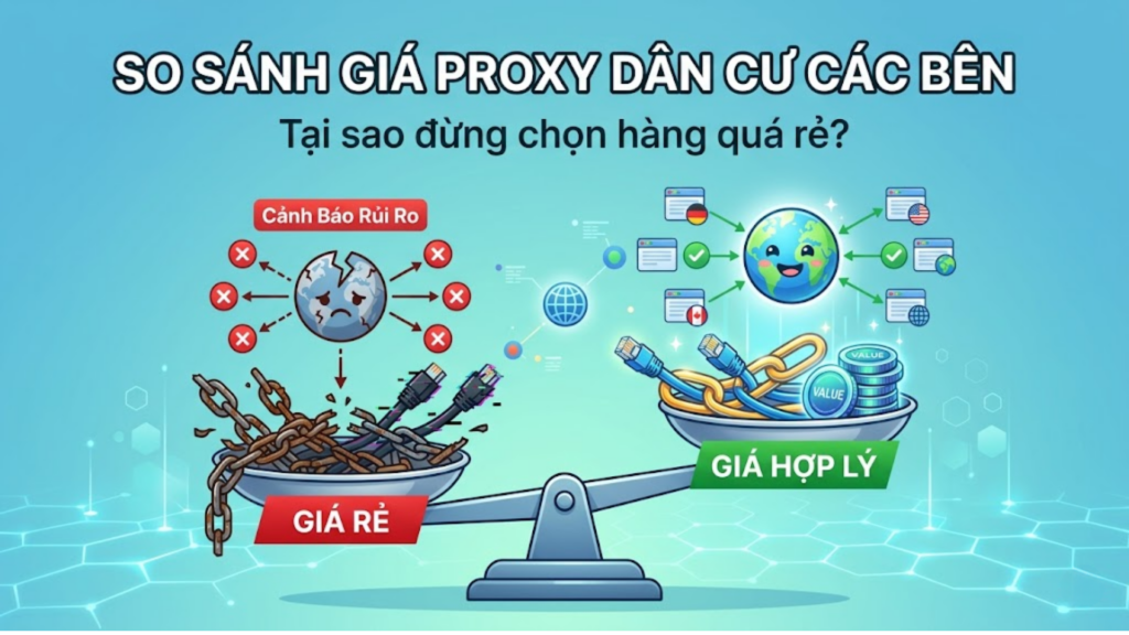 So sánh giá Proxy dân cư các bên: Tại sao đừng chọn hàng quá rẻ?