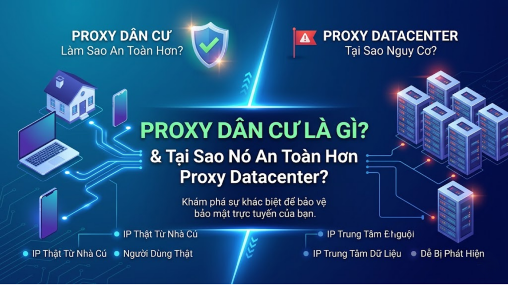 tại sao Proxy dân cư an toàn hơn Proxy datacenter