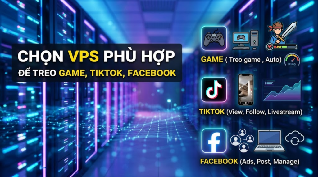 Làm sao chọn VPS phù hợp để treo game, TikTok, Facebook? Gợi ý từ Dyvi.Cloud