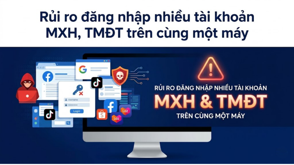 Rủi ro đăng nhập nhiều tài khoản MXH, TMĐT trên cùng một máy