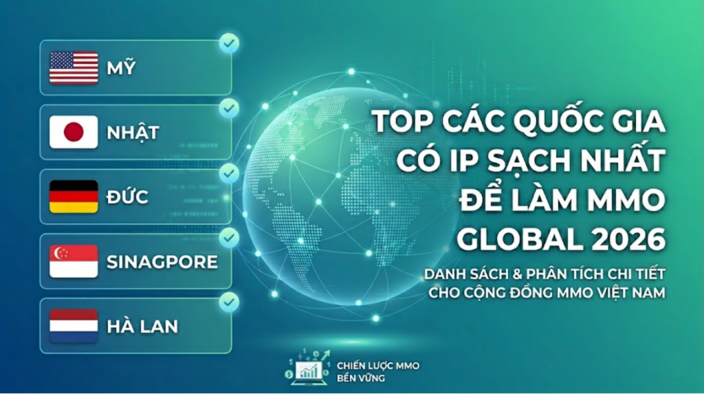 Top các quốc gia có IP sạch nhất để làm MMO Global 2026