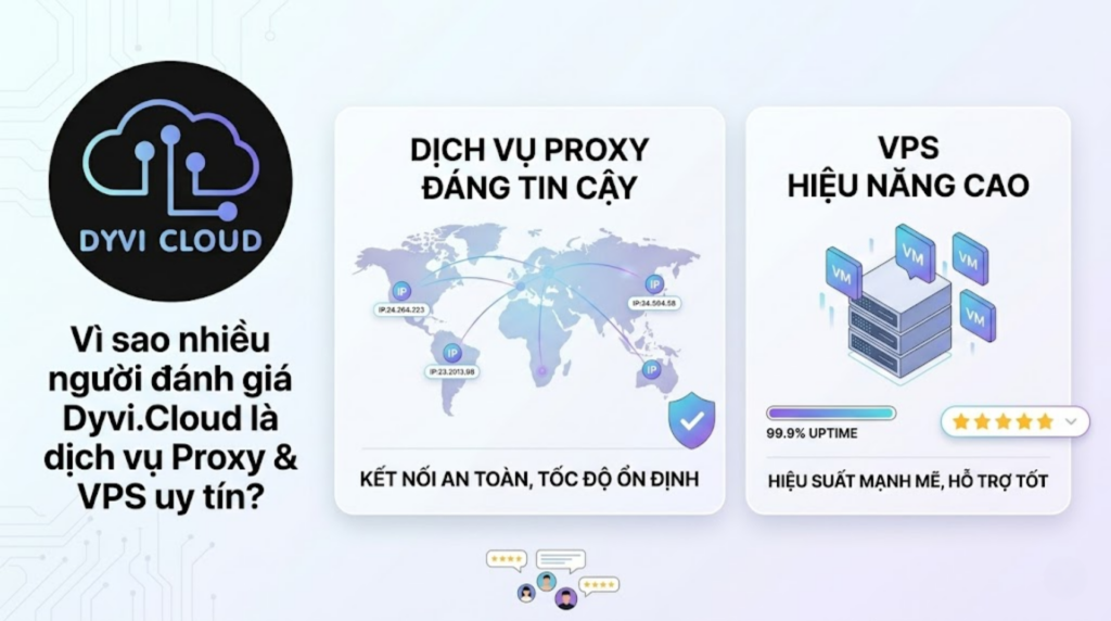 Vì sao nhiều người đánh giá Dyvi Cloud là dịch vụ Proxy & VPS uy tín?