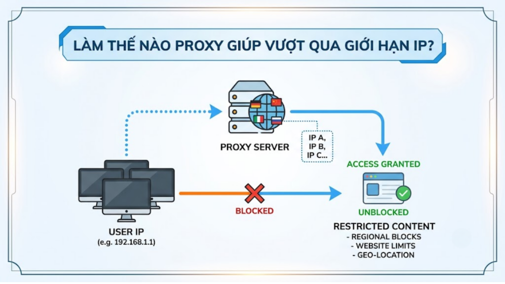 Proxy giúp bypass giới hạn IP như thế nào?
