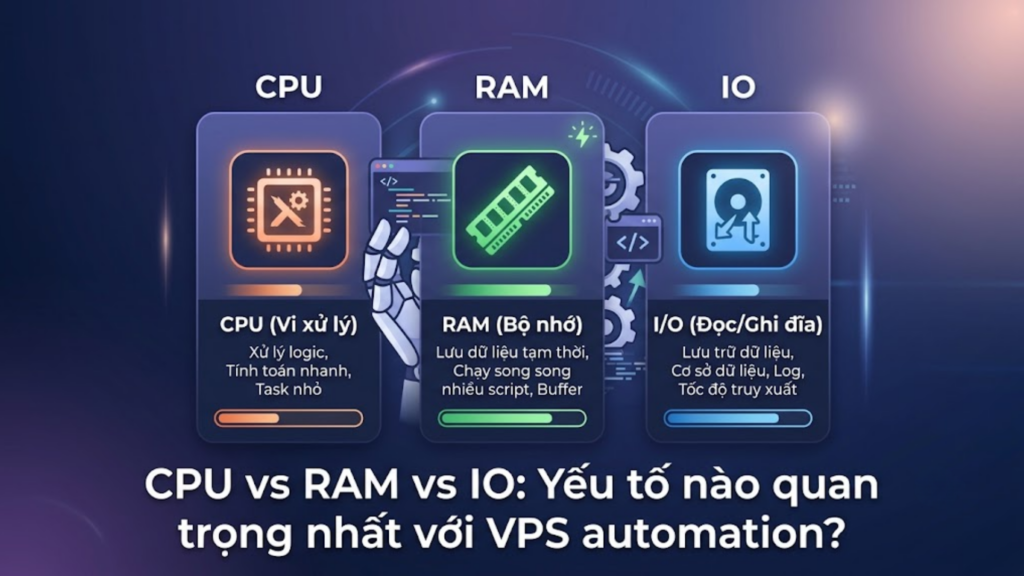 CPU vs RAM vs IO: Yếu tố nào quan trọng nhất với VPS automation?