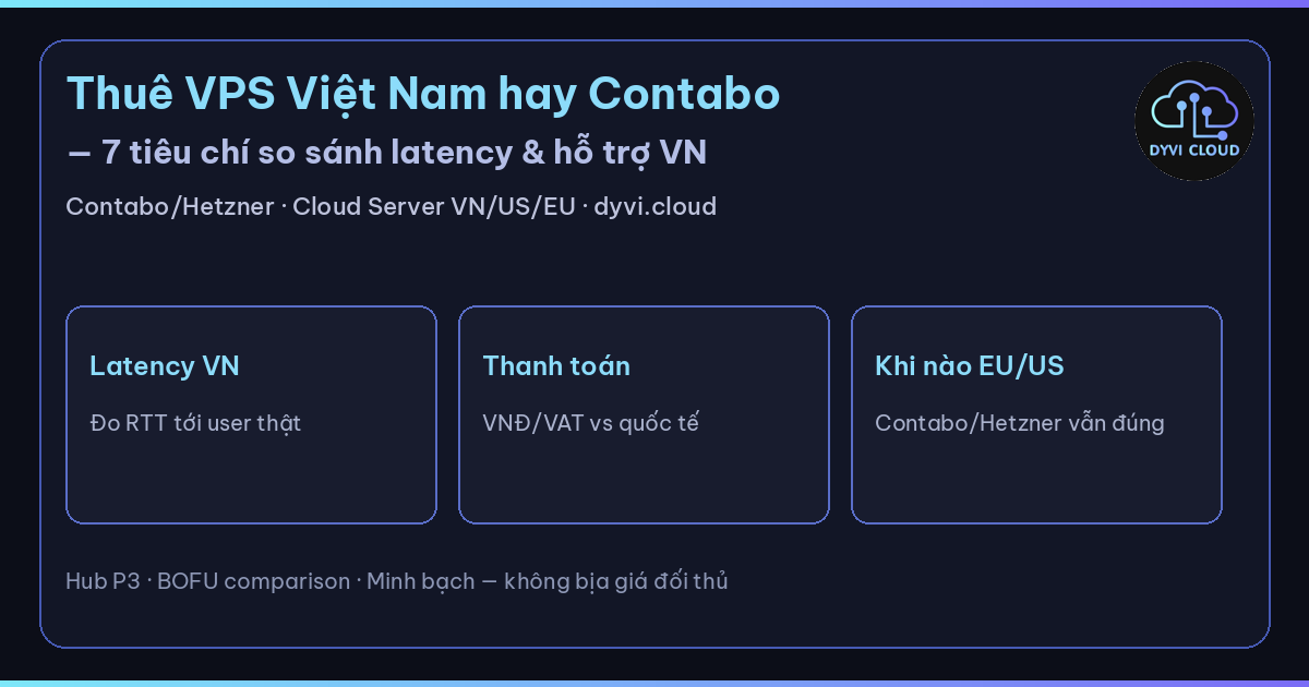 thuê VPS Việt Nam hay Contabo – so sánh latency hỗ trợ VN và checklist Dyvi.Cloud